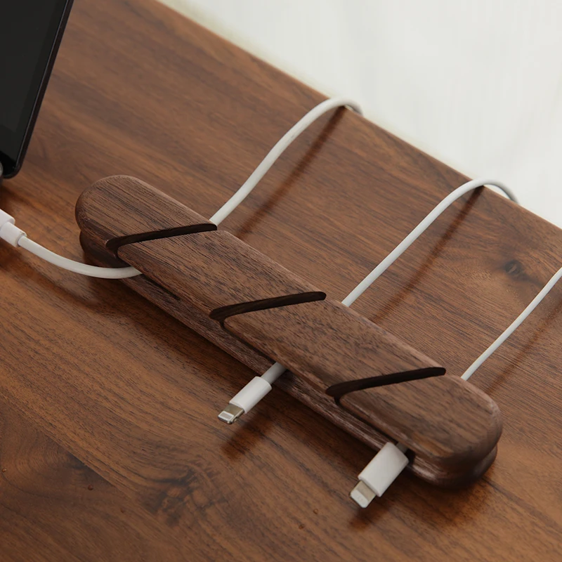 

Light Luxury Office Fixed Data Cable Black Walnut Cable Organizer Earphone Cable Storage Rack Space Saving Desktop Organizer