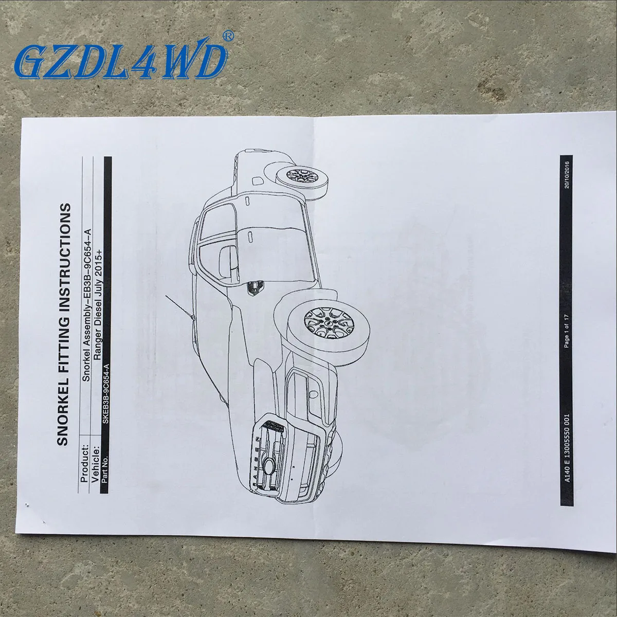 4X4 OFFROAD Wading Desert Air Intake ชุดดําน้ําสําหรับ Ranger T7 2015 - 2022 MK2 MC UTE XLT PX