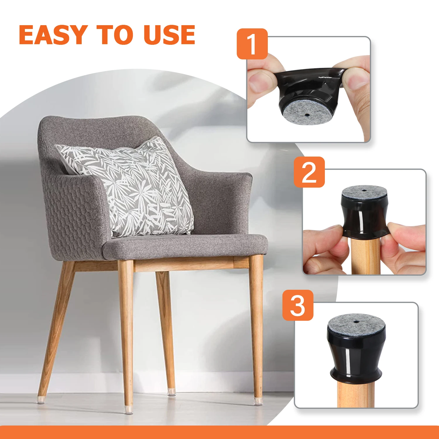 28 Pack Black Chair Leg Floor Protectors