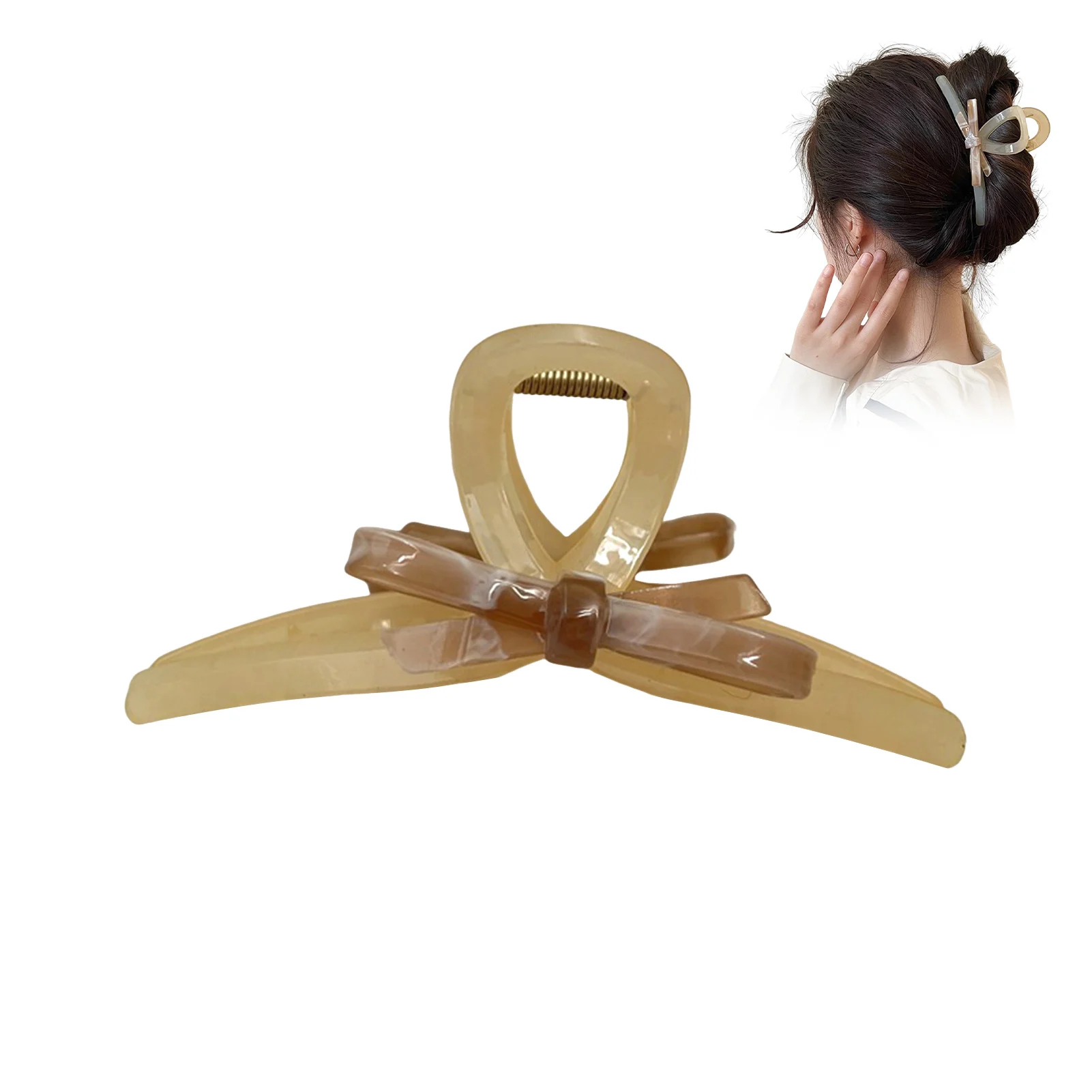 Resin Fashion Korean Bow Hair Claw Clip for Women Non Slip Snap Acetate Hair Barrette for Women Girls Hair Styling Tools view 6