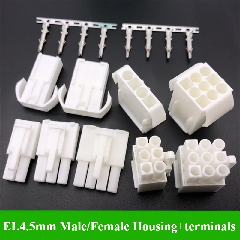 

Automotive connector EL-2/3/4/6/9/15P Small tamiya Connector 4.5mm EL4.5 Multipole Connectors Male/Female Housing + Terminals