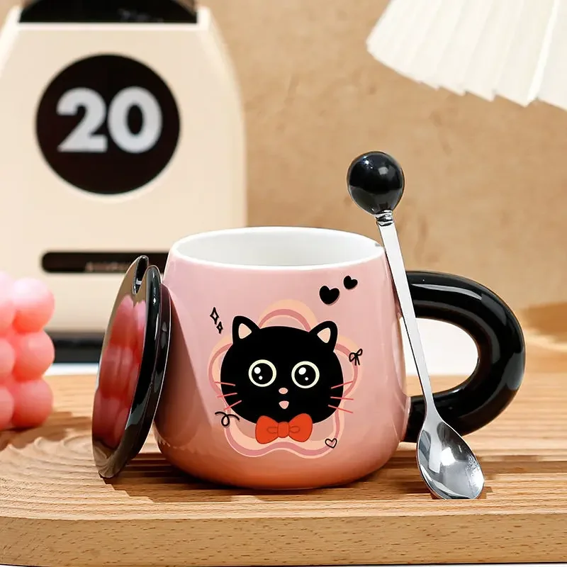 Caneca de gato com personalidade criativa, presente de lembrança, copo de água potável, copos de café de cerâmica fofos, caneca de escritório