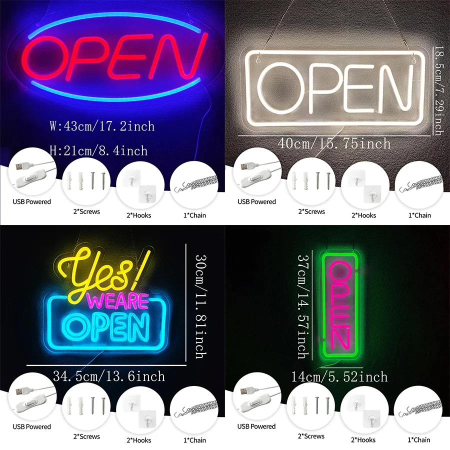 Used For Art Decor Of Glass Doors, Retail Stores, Bars And Salons In Commercial Stores Open Led Neon Sign, Luminous Sign