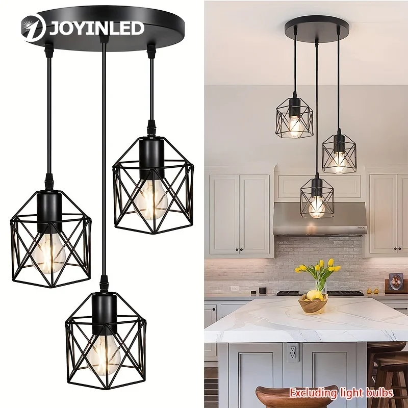 

Современный промышленный подвесной светильник — регулируемая люстра с металлической клеткой, для домашнего и офиса, эстетические лампы для домашнего декора