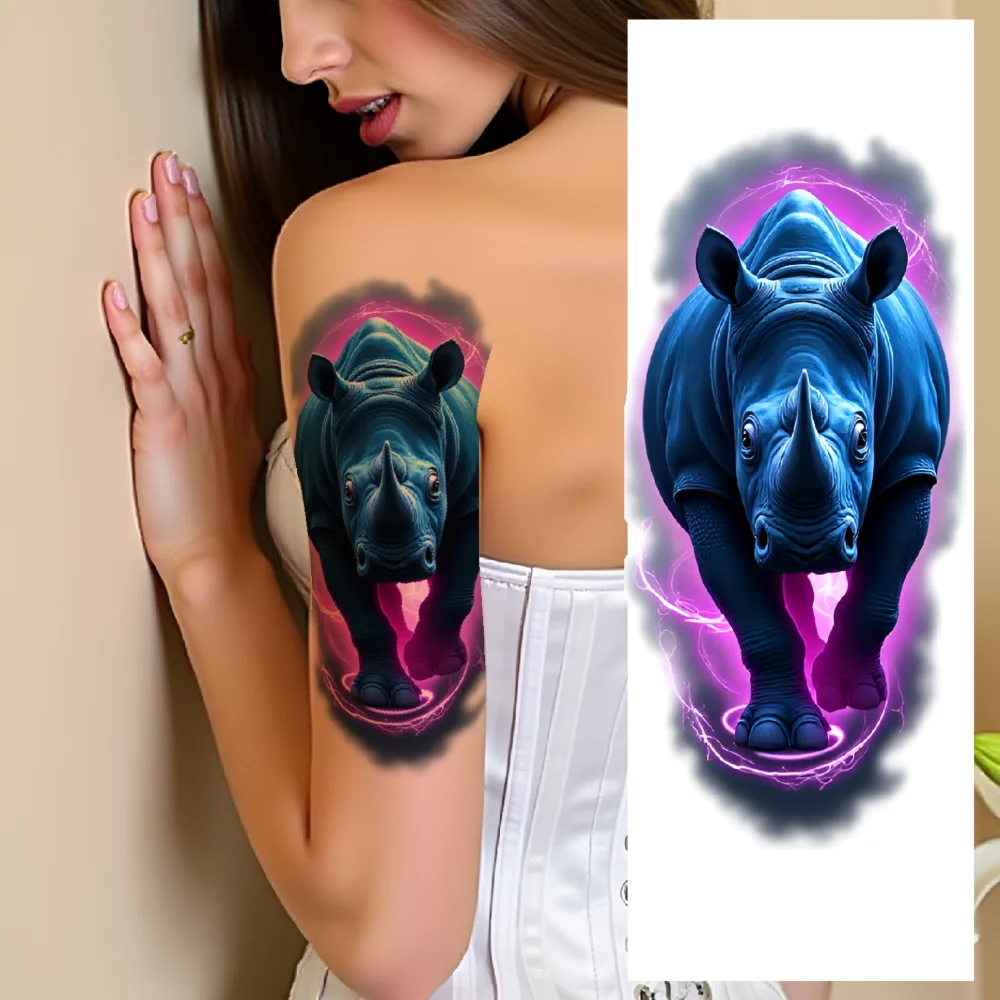 

3pcs Temporary Tattoo Raccoon With Technology Waterproof Long-lasting Body Stickers Koala With Gem Deer For Women Back