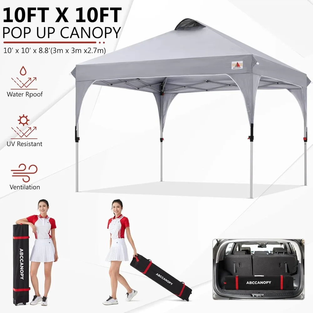 Outdoor Pop up Canopy Tent, 10x10 Instant Portable Canopy for Camping, Beach, Backyard,Gray