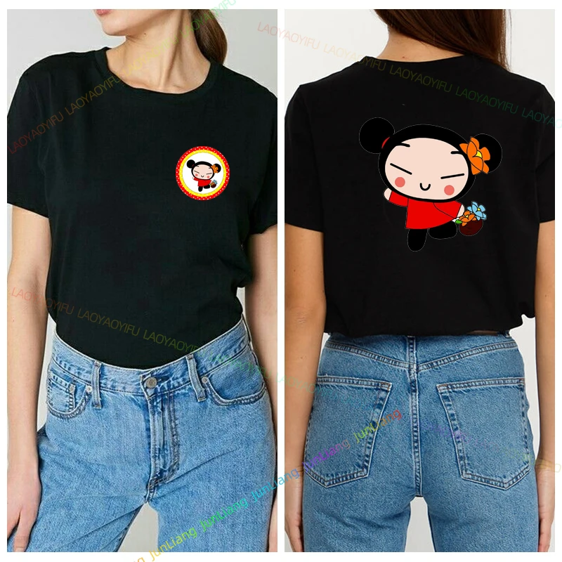 2024 New Trend Men T-shirt Funny Cartoon Pucca China Cute Graphic Tops Men's T-shirts Vintage Top Women Man Clothes Harajuku Y2k