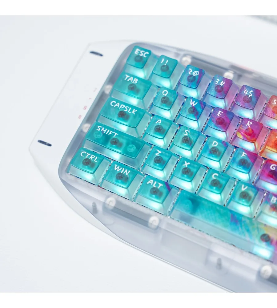 Gradual change smudge PC five-sided fog transparent mechanical keyboard keycap ai3D pad printing original Wooting