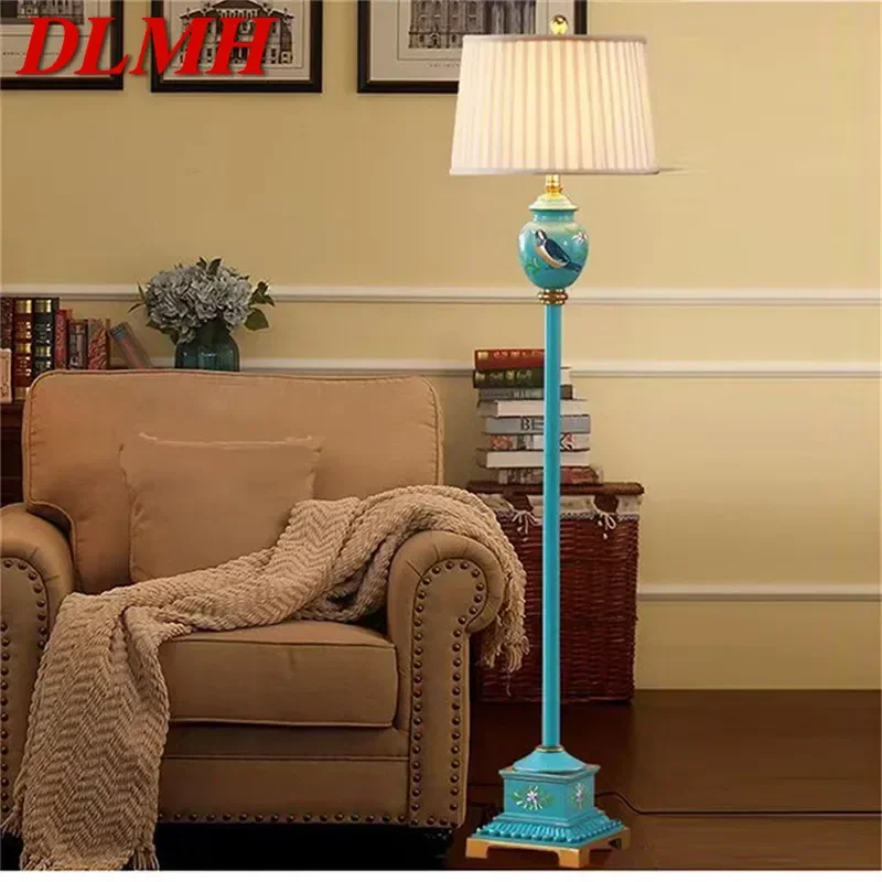 

DLMH American Retro Floor Lamp European Luxurious Bedroom Living Room Beside The Sofa Villa Hotel Decorative Standing Light