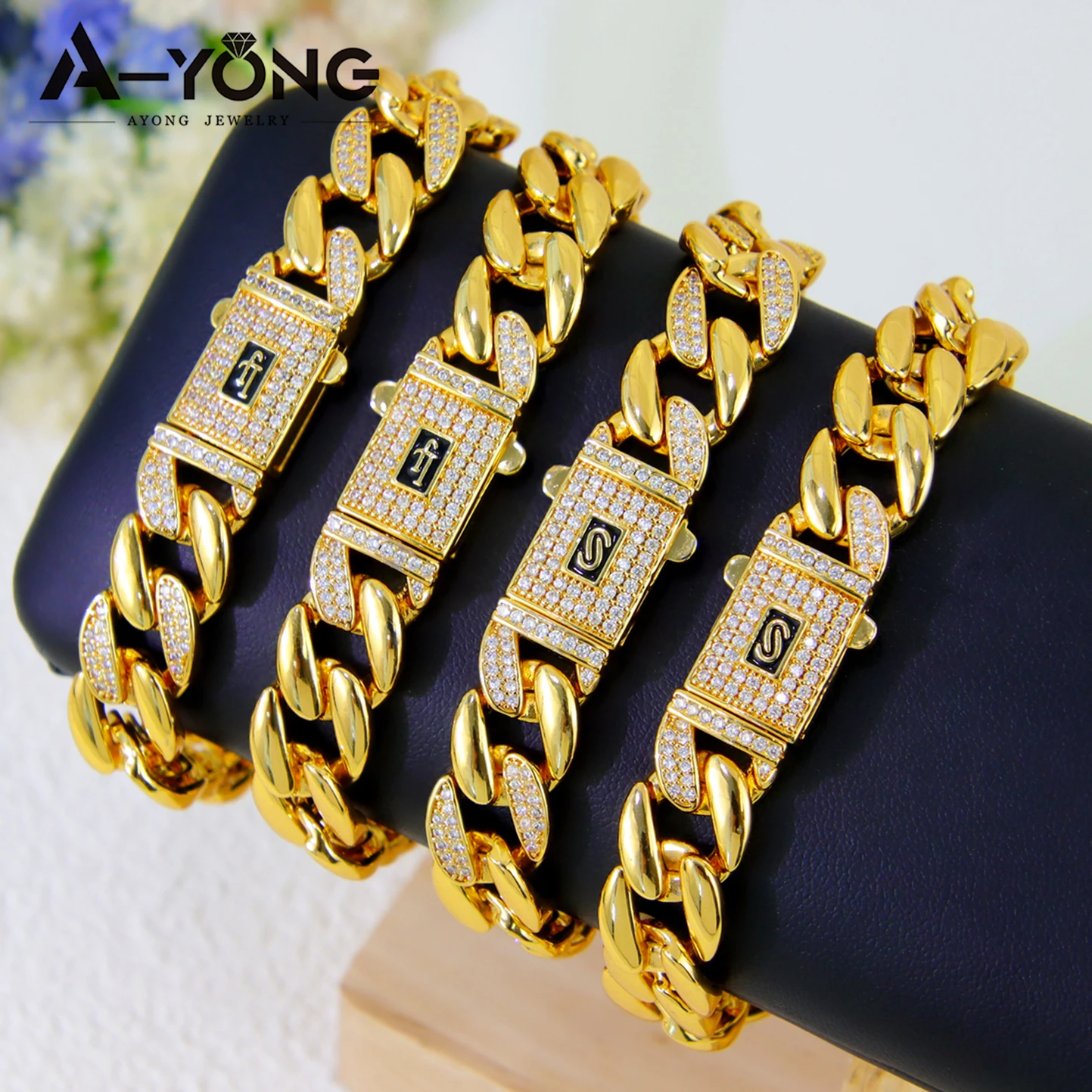 Arabic Fashion Cuban Chains Jewelry Set 21k Gold Plated Italian Zirconia Hip Hop Necklace Bracelet Dubai Vintage Party Jewelrys
