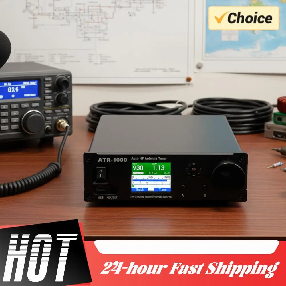 AMNVOLT ATR1000 1000W Automatic Antenna Tuner 1.8-30MHz HF Shortwave Radio Tuner with WiFi Remote Control For YAESU ICOM