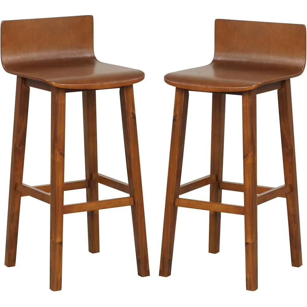 Solid Wood Bar Stools Set o 2, 29-inch Counter Height Chairs with Low Back and ootrest, armhouse Wooden ArmlBarstools or Kitchen