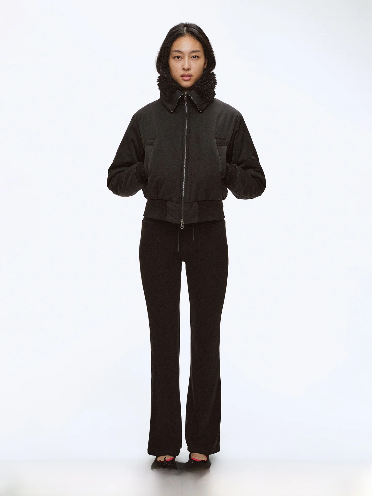 

AOLOL женские Thiened ort Cotton Jaet с воротником-стойкой, повседневный топ Street Sle, свободный крой, длинная застежка-молния