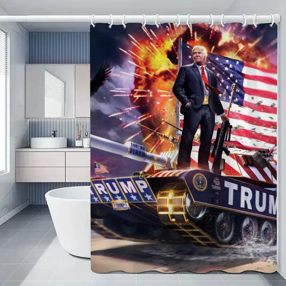 Washable Waterproof Fabric Shower Curtain for Bathroom Trump Cartoon Curtains Accessories Bath Sets Full Set the Anti-mold Items