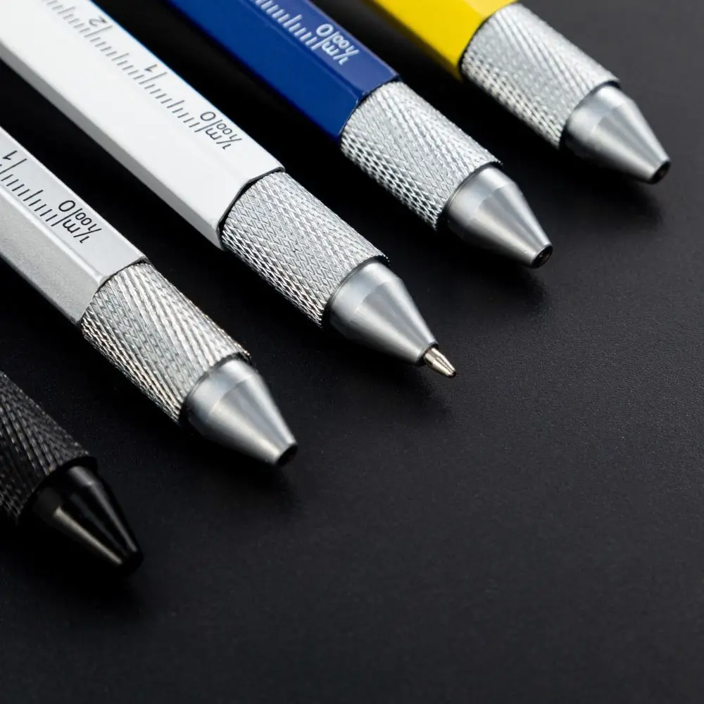 9 in 1 Multi-function Tool Pen Detachable DIY Ballpoint Pen LED Light Professional Measure Technical Ruler Office Supplie