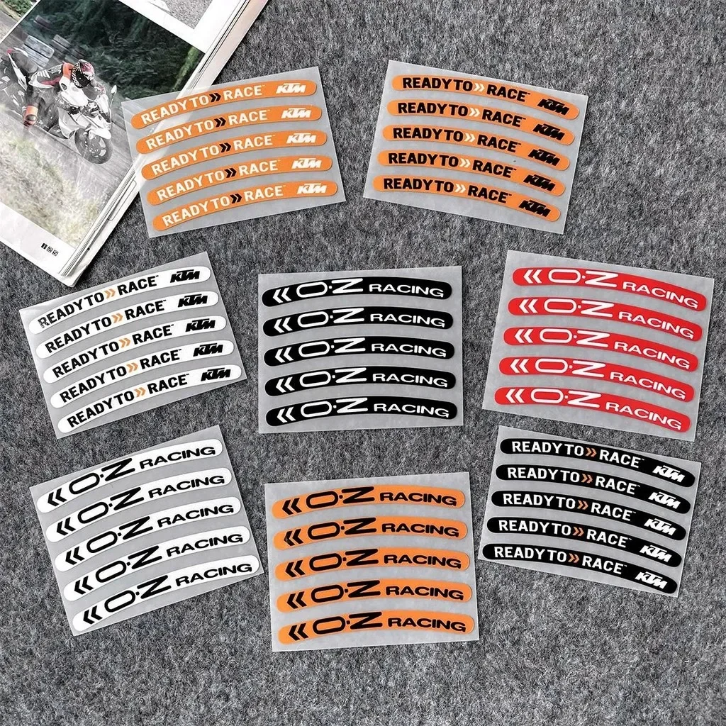 S T .5Pcs/set Wheel Reflective Sticker Ready To Race 17 Inch OZ Racing Mags Sticker Rally Racing Hub Spoke Decal Car Accessories