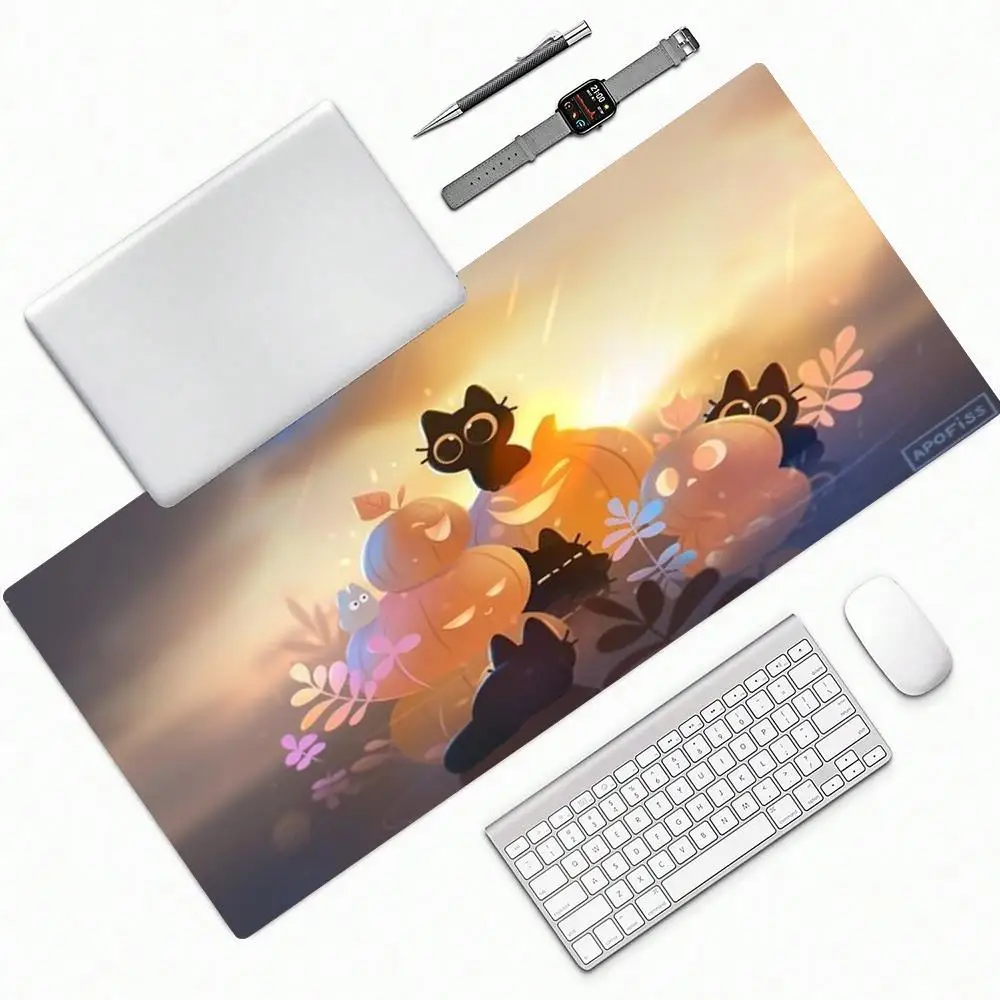 

Эстетический коврик для мыши с изображением кошки, большой игровой коврик для мыши 90x40, настольный коврик для клавиатуры и мыши, коврик для геймеров, для офисного компьютерного стола, с нескользящей резиновой основой