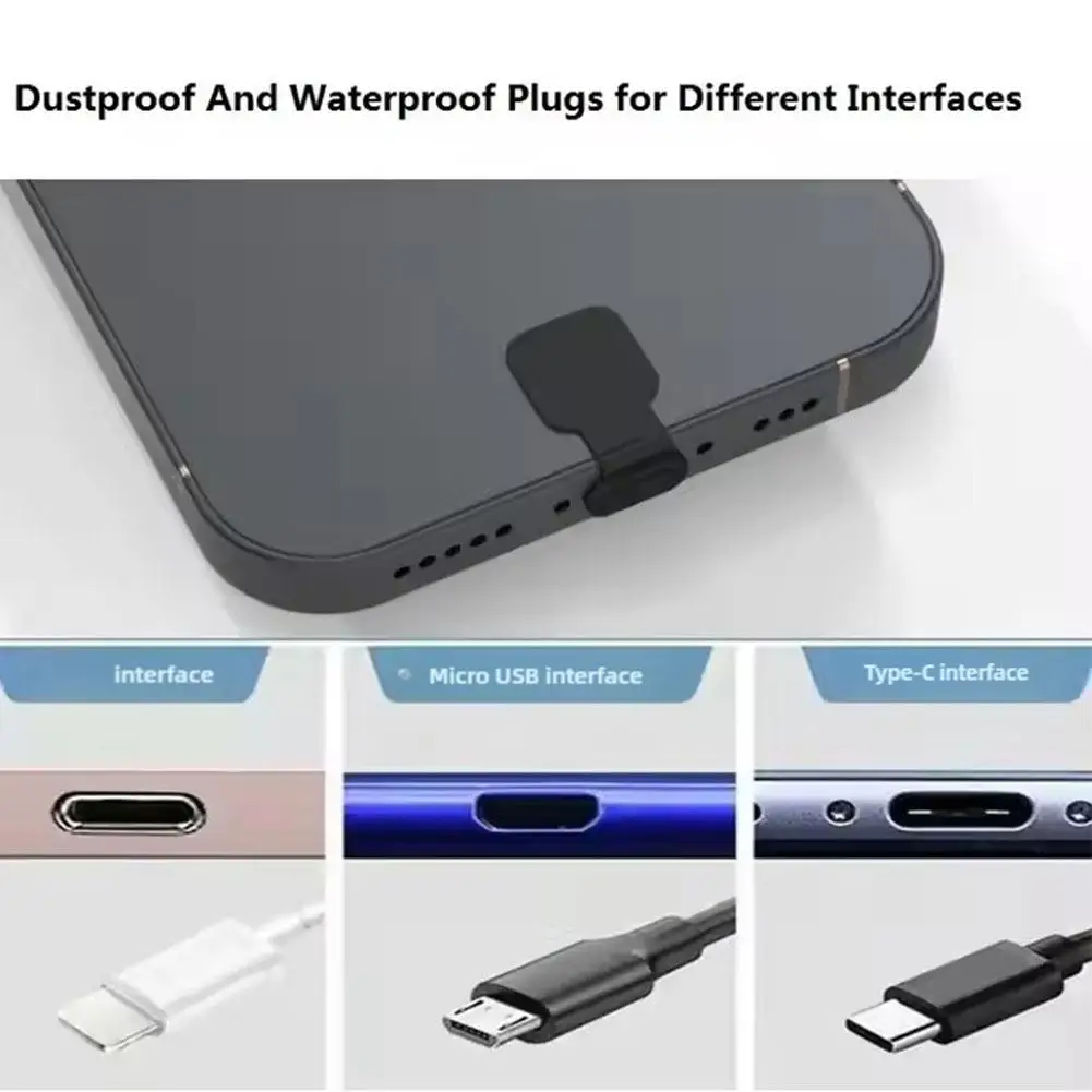 1pc Phone Silicone Dust Plug For Iphone 16 15 Sumsung TYPE-C Universal Charging Port Prevent Loss Waterproof Plug