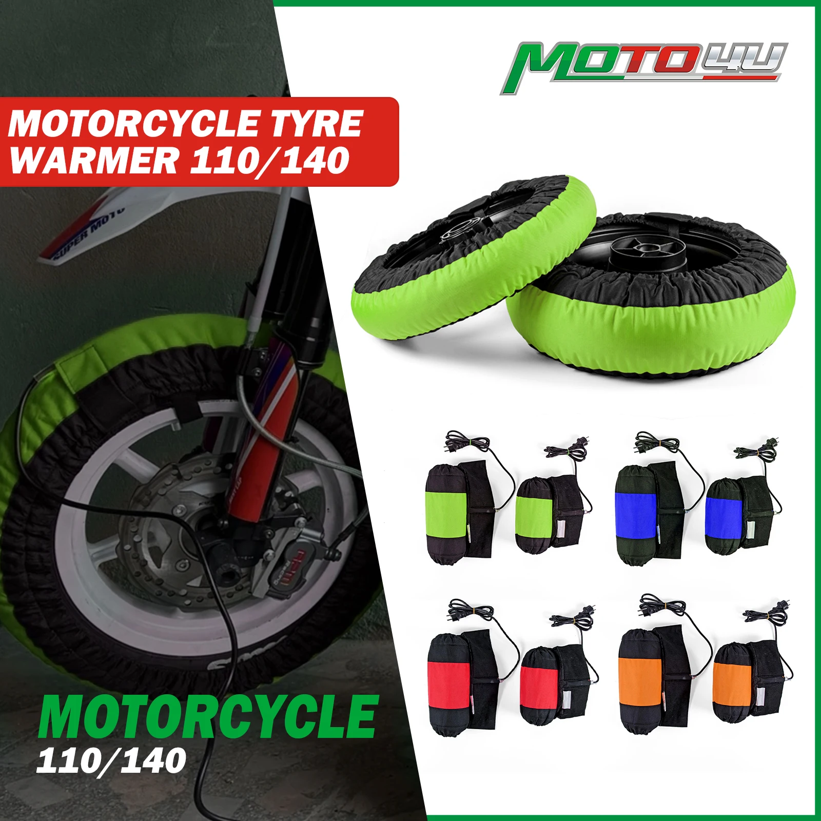 Race Tire Warmer Motorcycle Tyre Warmer 110/140 Front and Rear 1 Pair Tire Heating Electric Blanket 80 Degrees