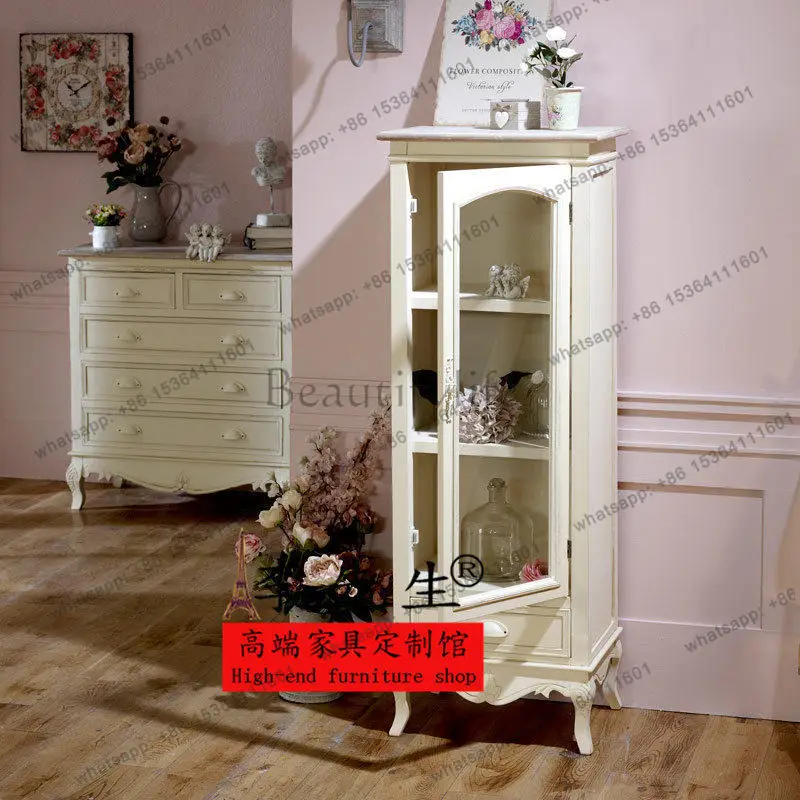 

European solid wood locker, Mediterranean simple European retro bookcase