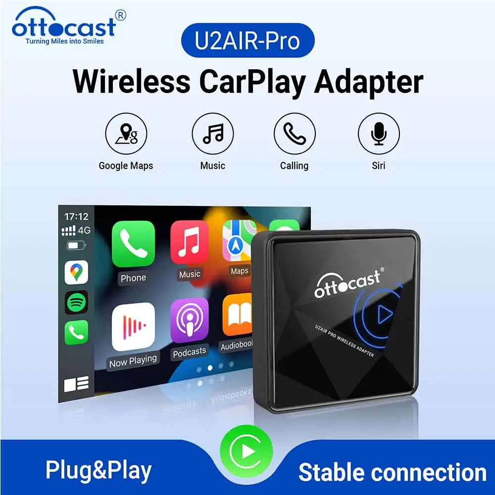 

OTTOCAST U2 Air PRO Wired To Wireless CarPlay Adapter USB Dongle Smart Ai Box Car Accessories for VW Nissan Ford Volvo Kia Benz