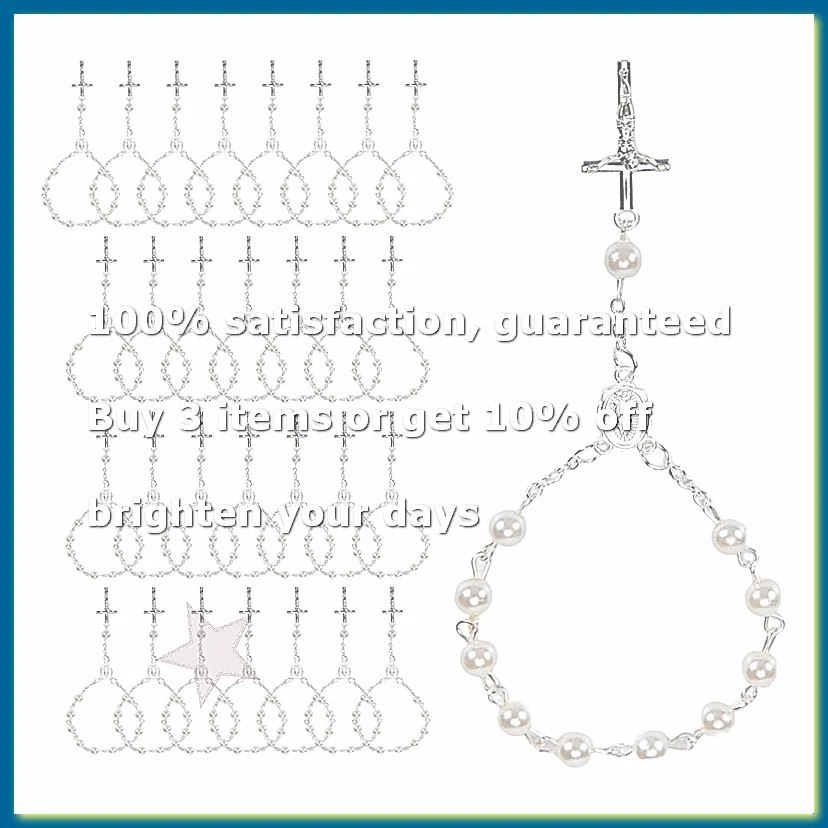 30Pcs Baptism Rosary Beads Finger Baptism Rosaries Faux for Baptism Favors Favors Communion Favors
