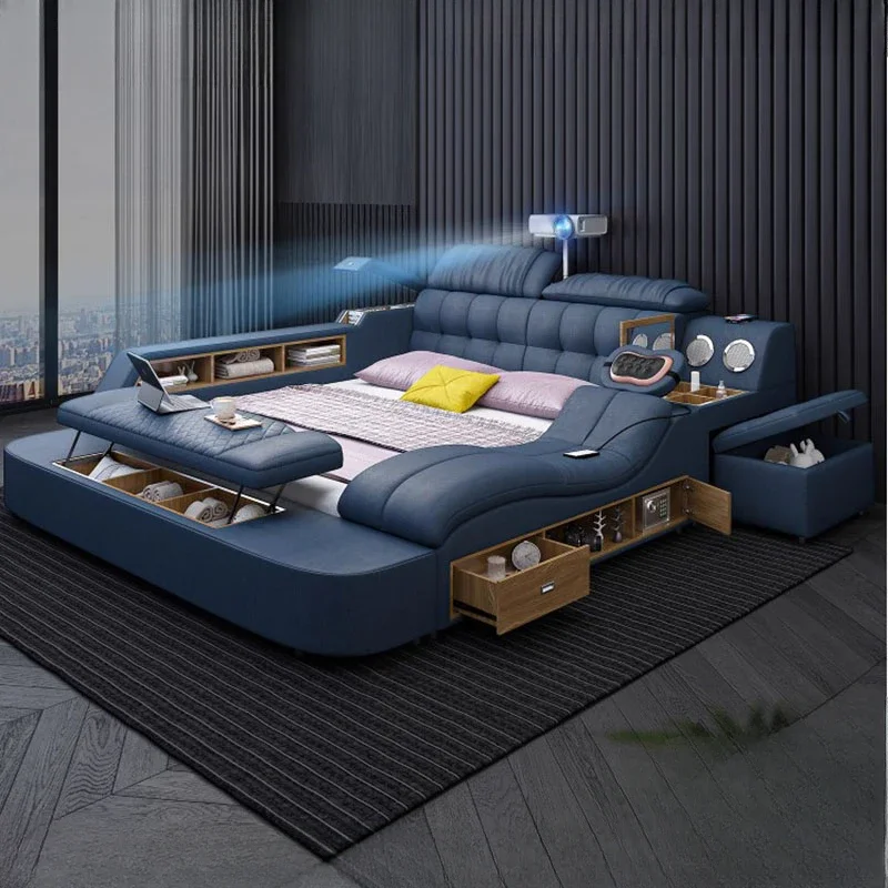 King Nordic fraîchement Double Bed Frame, Aesthetic MultiEco Ction, Smart Modern, Queen Letto Matrimonial, Bedroom Furniture