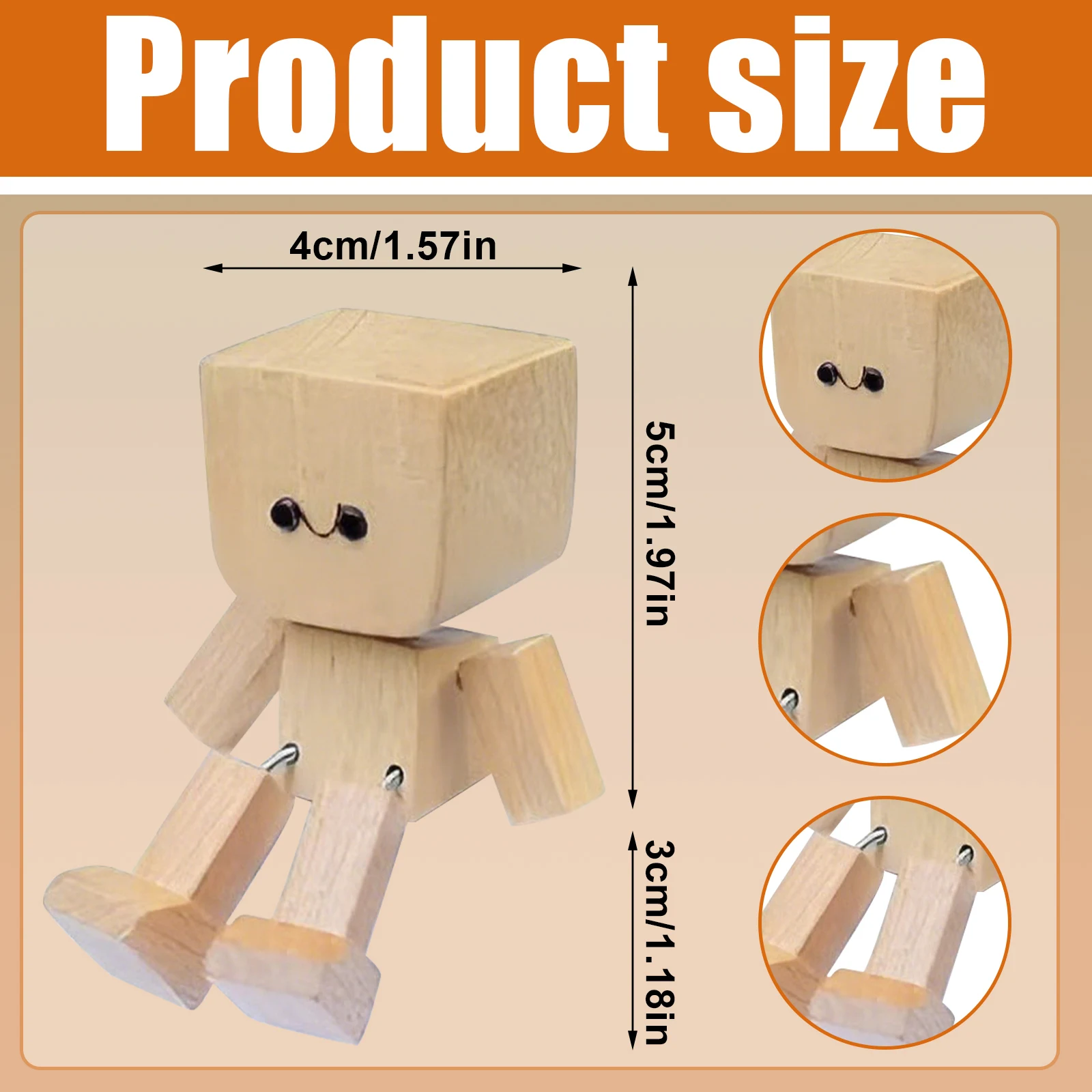 شخصية خشبية صغيرة ساحرة، شكل خشبي يهز القدمين، زخرفة دمية خشبية متأرجحة للمكتب والديكورات الداخلية للسيارة #5