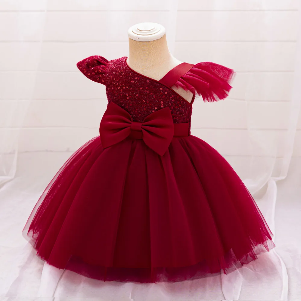 Sequins Baby Girls Tutu Gown Girl Sleeveless 1st Birthday Party Gown Princess Dress Flower Girl Costume For Wedding Christening