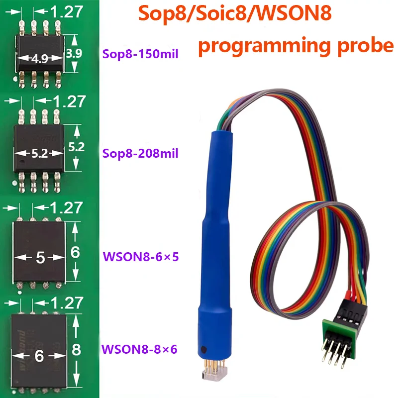 New Arrival 1PC Pogo Pin Probe Cable SOP8 WSON8 Chip Programmer Line For Flash EEPROM Chip Reading Writing Programming Burn Test