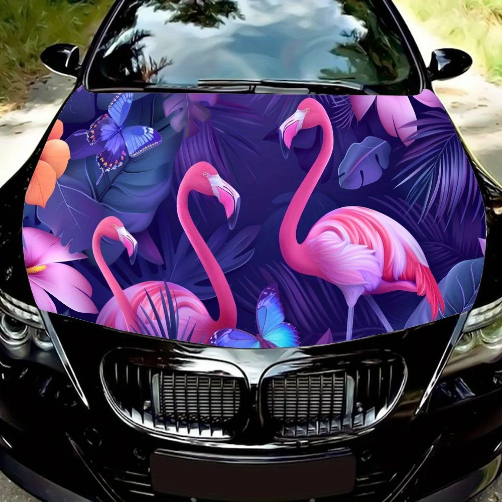 Clustered - Flamingo Pattern Car hood stickers, waterproof self-adhesive car vinyl stickers, car decoration protection stickers,