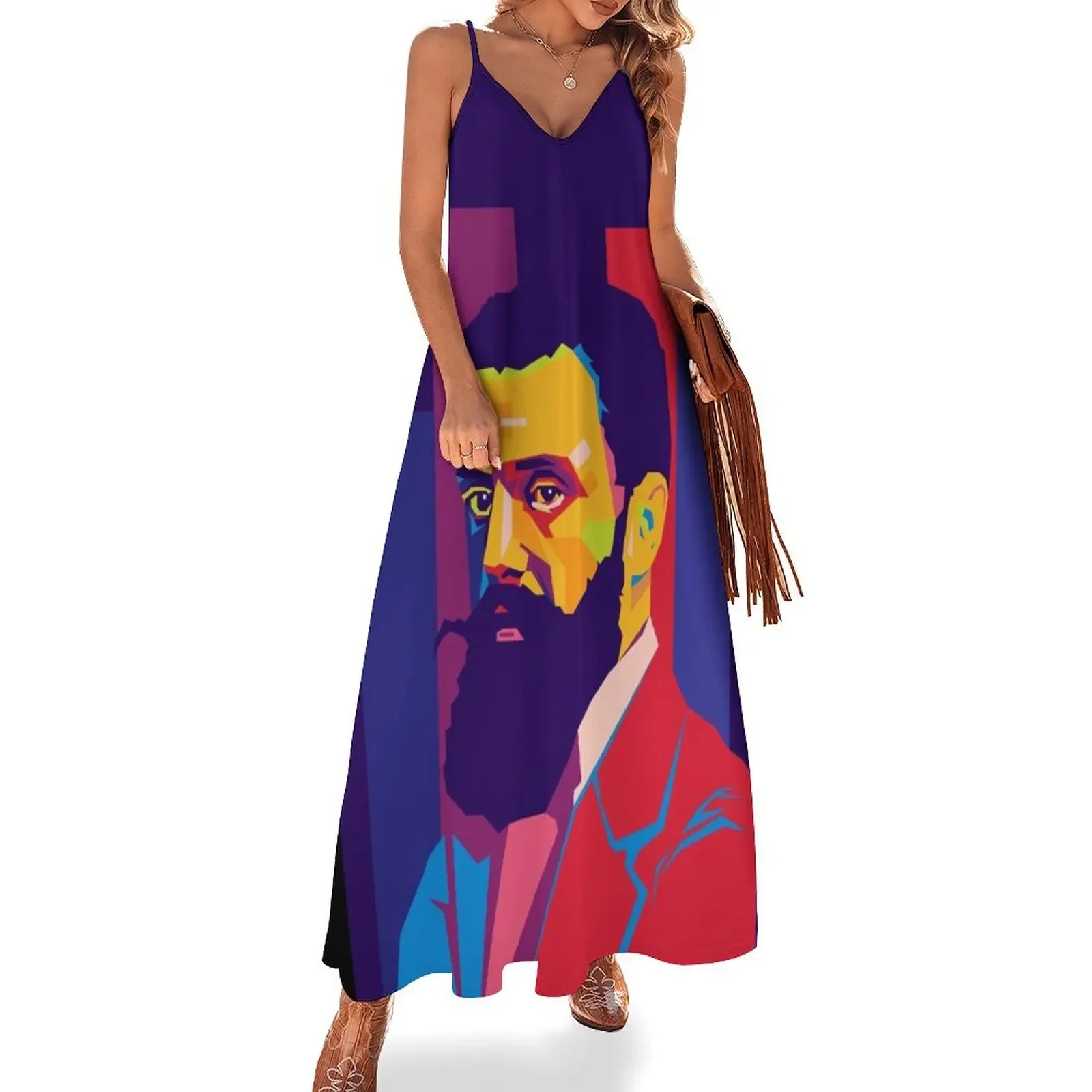 Theodor Herzl WPAP design Sleeveless Dress loose summer dress Women's long dress evening women