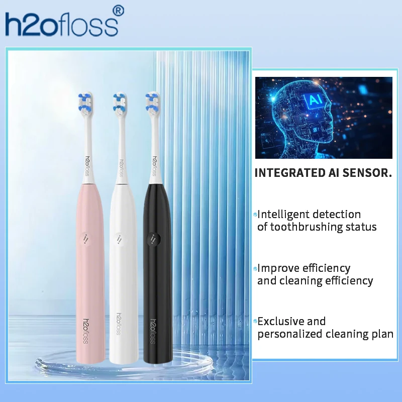 

H2ofloss Electric Toothbrush 38000 VPM 6 Modes 90 Day Battery IPX7 Waterproof with 2 Minute Timer Low Noise Design