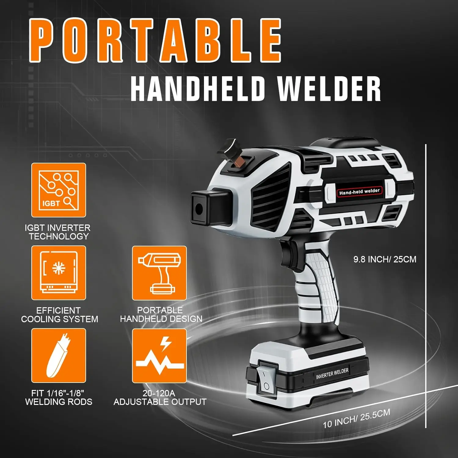 Handheld IGBT Inverter Welding Machine 110V Portable ARC Welder with 5 Current Adjustments for 1/16"-1/8" Rods