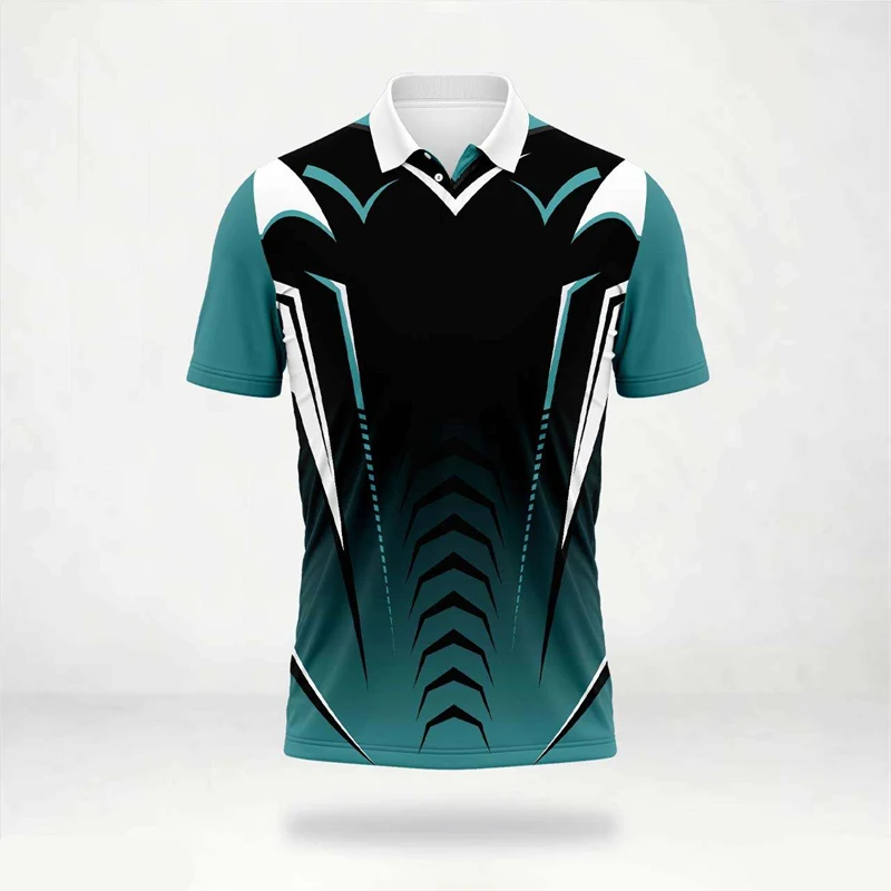 Graphic Print Design Team Polo Shirt For Men Sport Badminton Loose Breathable Lapel Golf Polos Summer Casual Quick Dry Tee - Image 3