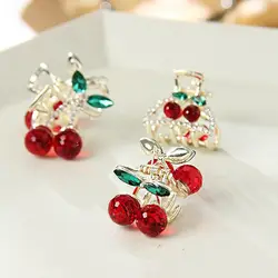 Creative Diamond Small Hair Claws Red Crystal Female Hair Accessories Cherry Hair Claw Korean Style Headwear Rhinestone Hairpin