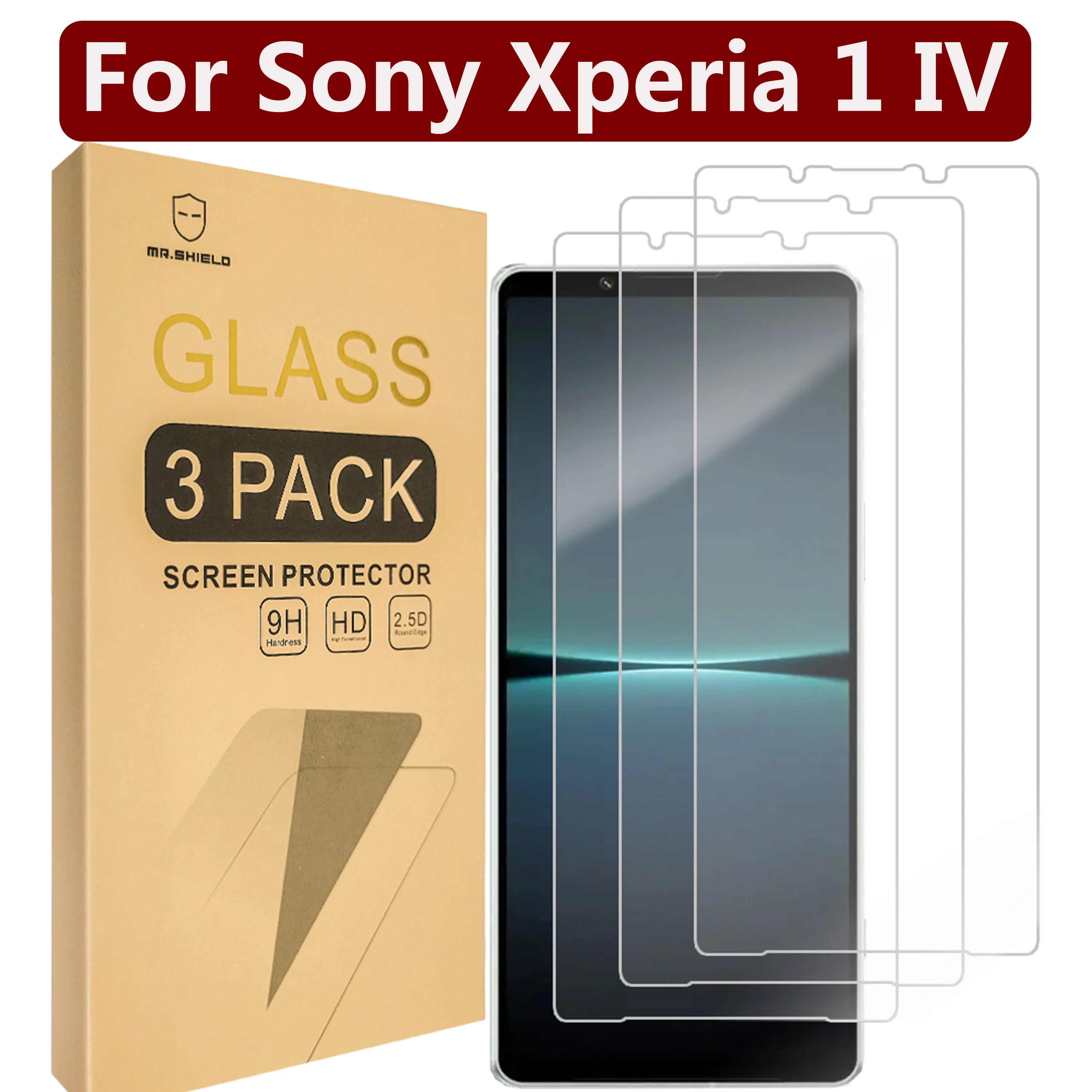 Mr.Shield [3-Pack] Designed For Sony Xperia 1 IV [Tempered Glass] [Japan Glass with 9H Hardness] Screen Protector