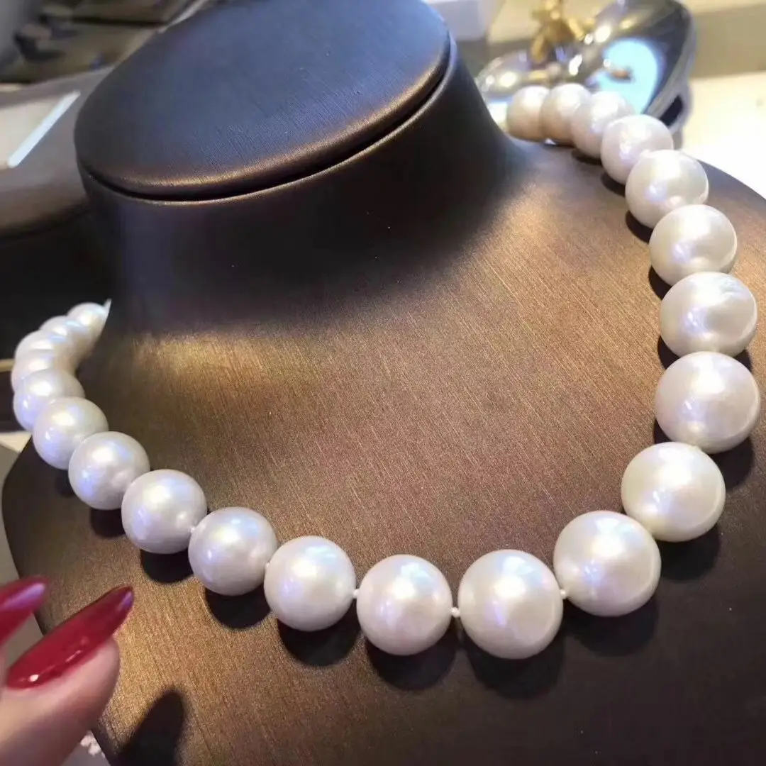 Gorgeous AAA++12-13mm AKOYA Round White Pearl Necklace 18inch 14K GOLD