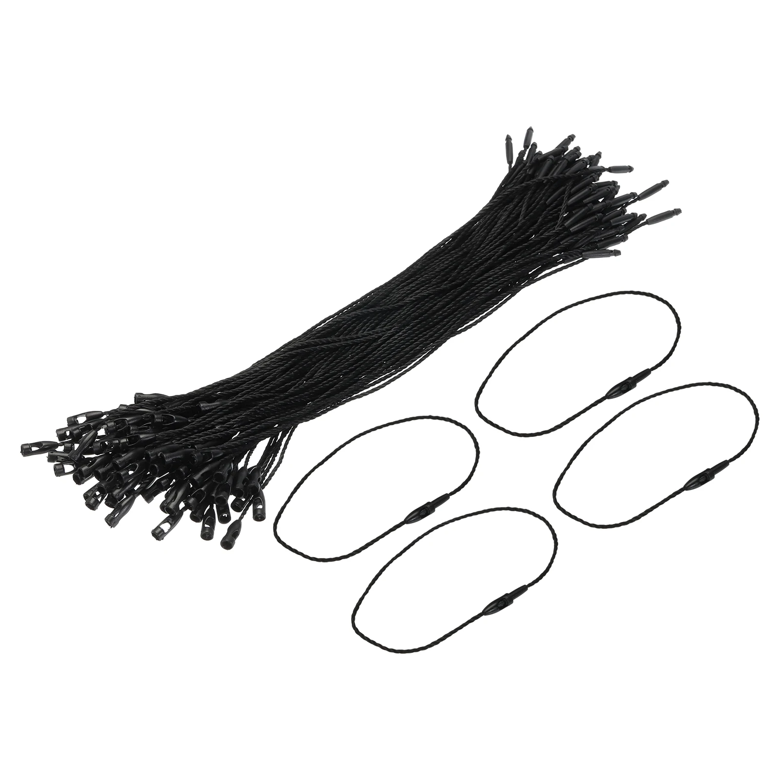 200pcs Polyester Rope Hang Tag String Snap Lock Pins Loop Price Tag Fastener Plastic Tags Ties 120/190mm Long
