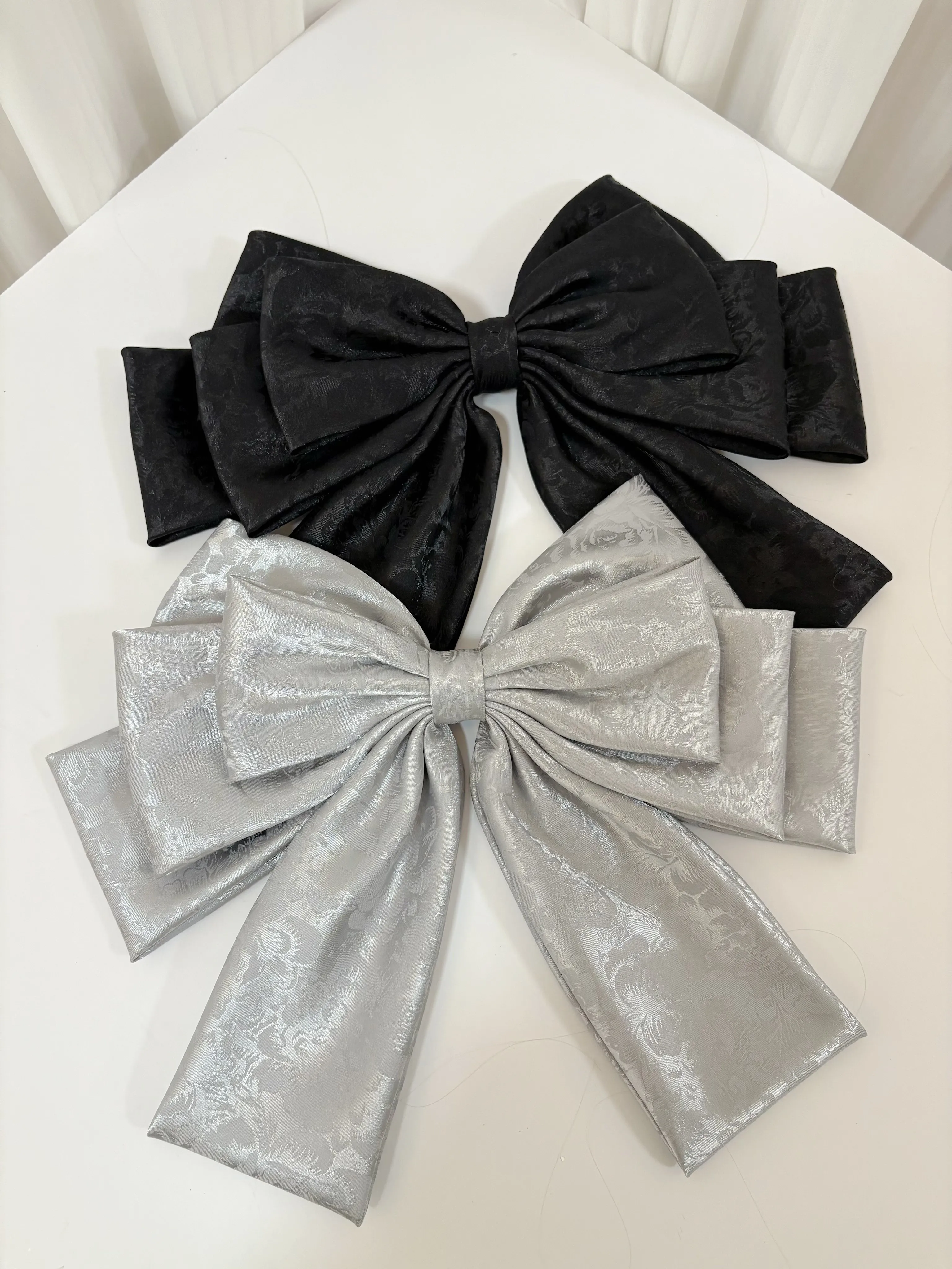 مشبك شعر على شكل فيونكة ستيريو بلون سادة عصري للفتيات الإناث طباعة وردية بخمس طبقات كبيرة الحجم على شكل فيونكة إكسسوارات للشعر #4