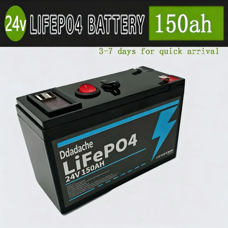 Lithium 24V 150Ah LiFePO4 Deep Cycle 4000+ Zyklen Akku Wiederaufladbare Batterie für Beleuchtung, Power Wheels, Solar-/Windenergie, kleine USVs