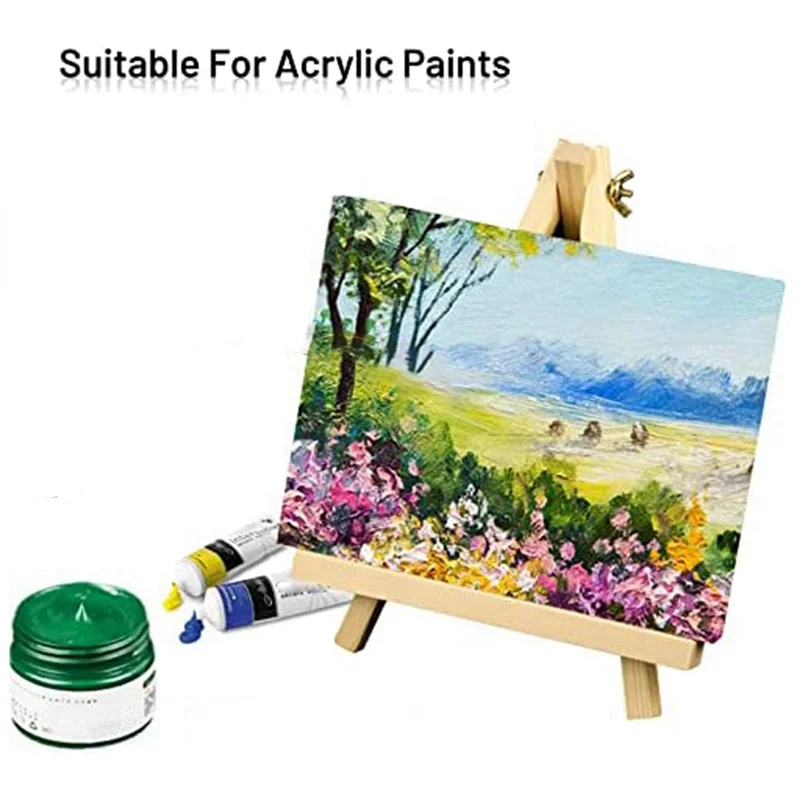 EDT-16 Pak 4X4 Inci Kanvas Mini Membentang Kanvas Lukisan Kecil dengan Kanvas Seni Kuda-kuda untuk Kerajinan Lukisan Anak-anak