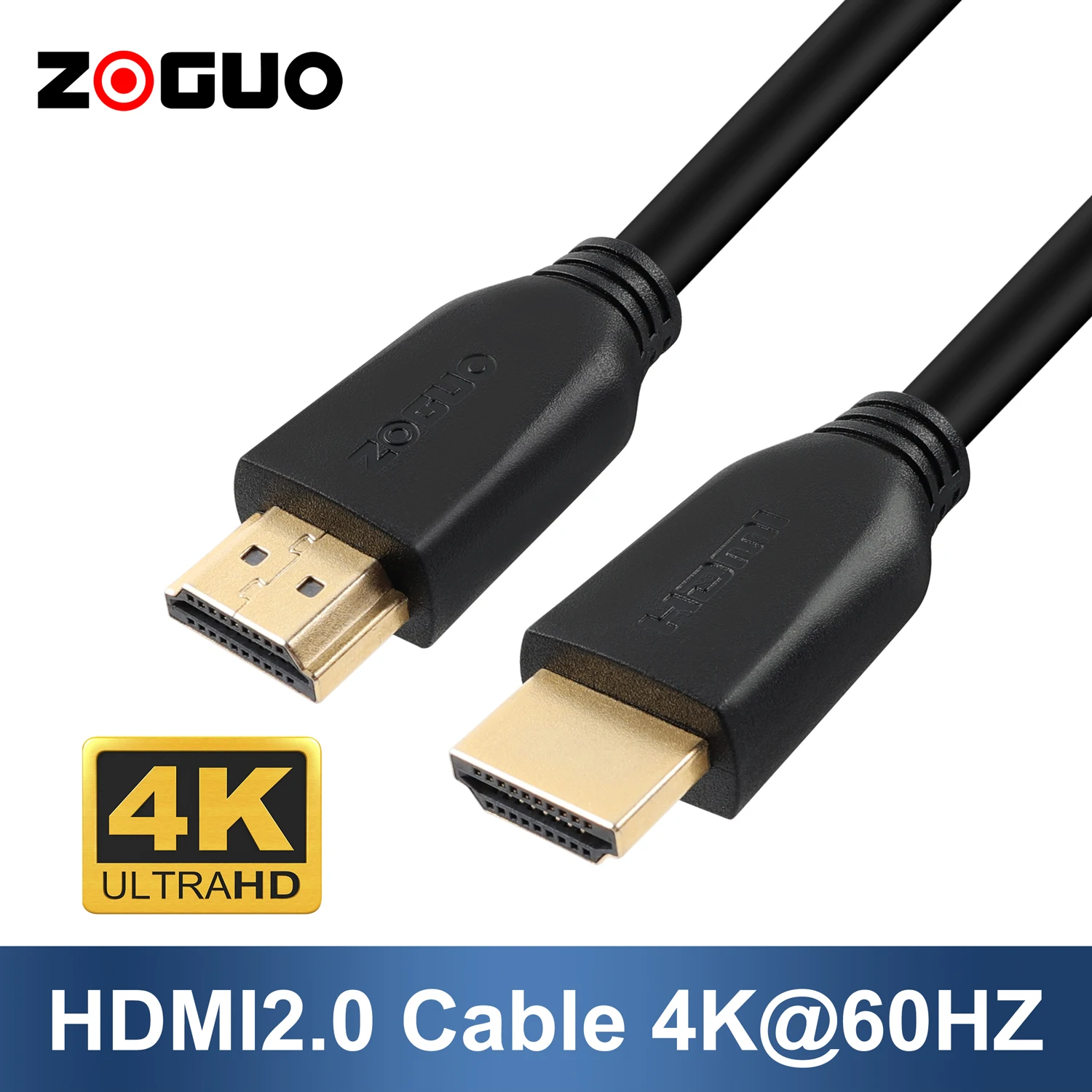 ZOGUO 4K HDMI2.0 Cable High Speed 18Gbps 4K 60HZ 3D 1080P Compatible Gold Plated for IPTV HDTV BOX PS4 Splitter Switcher 3m 5m