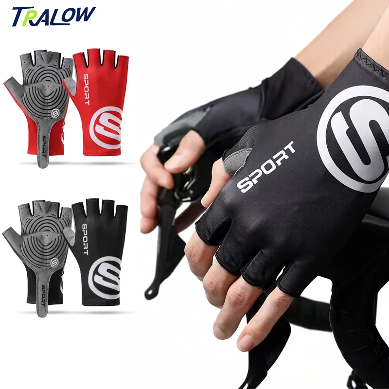 

TRALOW Shock Absorbing Half Finger Cycling Gloves Anti-Slip Breathable Wear-Resistant for Men Women Outdoor Sports MTB Road Bike
