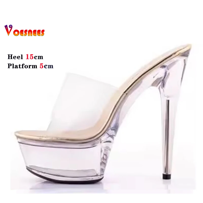 Scarpa per Party Club Stripper Heels scarpe da donna Platform tacchi alti sandali Clear Sexy Pole Dance 15cm High Plus Size pantofole