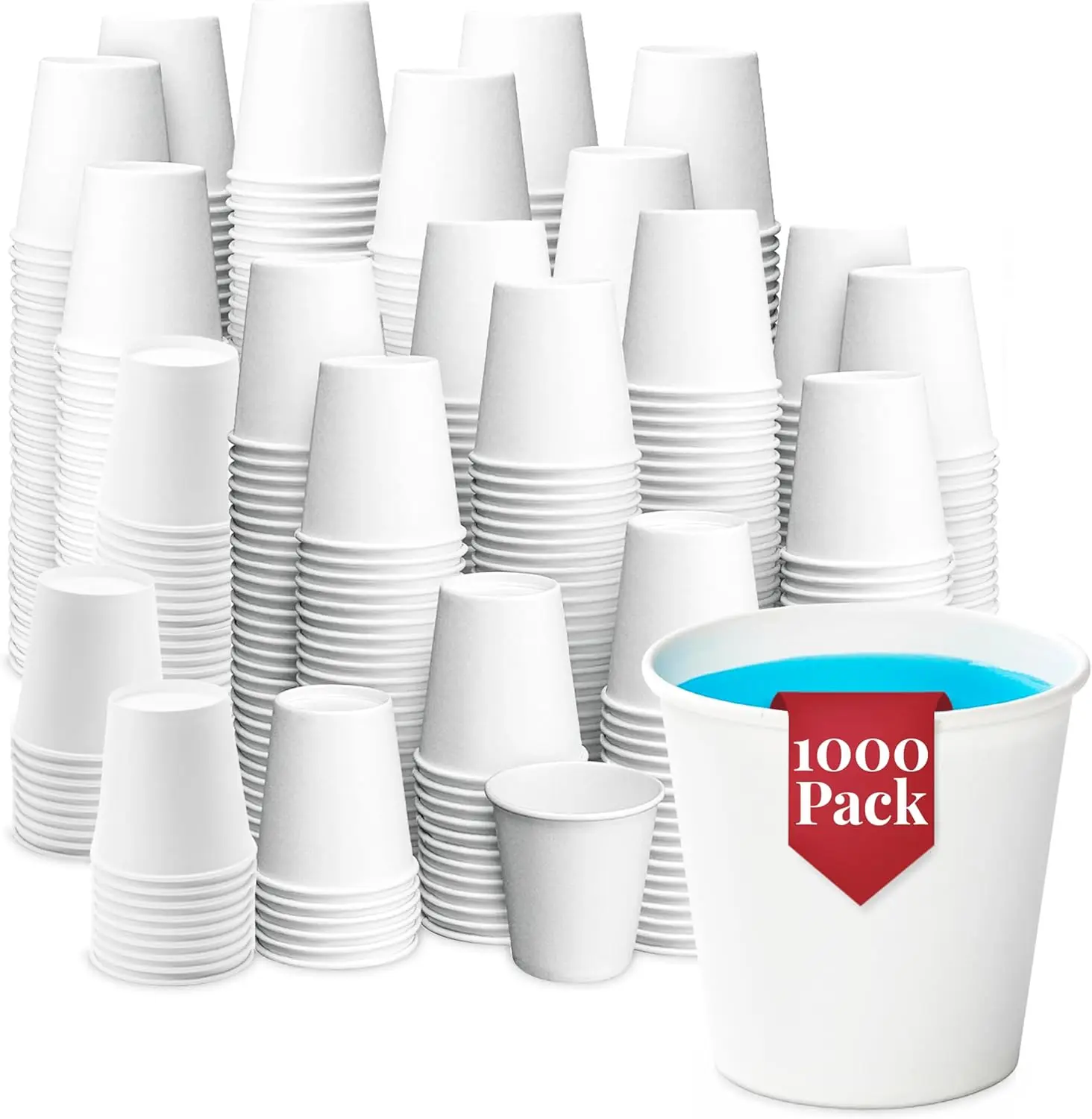 

1000 Pack 3oz Mini Paper Cups for Bathroom, Mouthwash, Hot Coffee, Espresso & Holiday Party Supplies