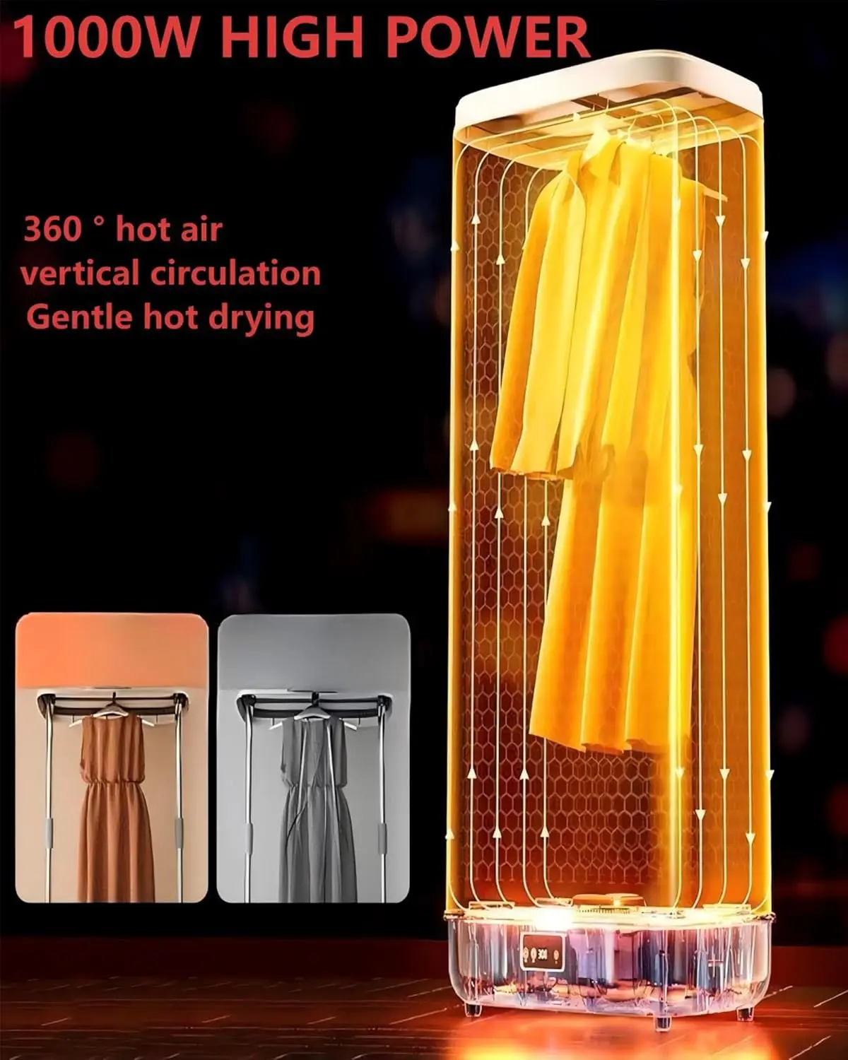 Portable Mini Dryer with Remote Control, Fast & Easy to Use for Small Spaces, Apartments, RVs, Dorms