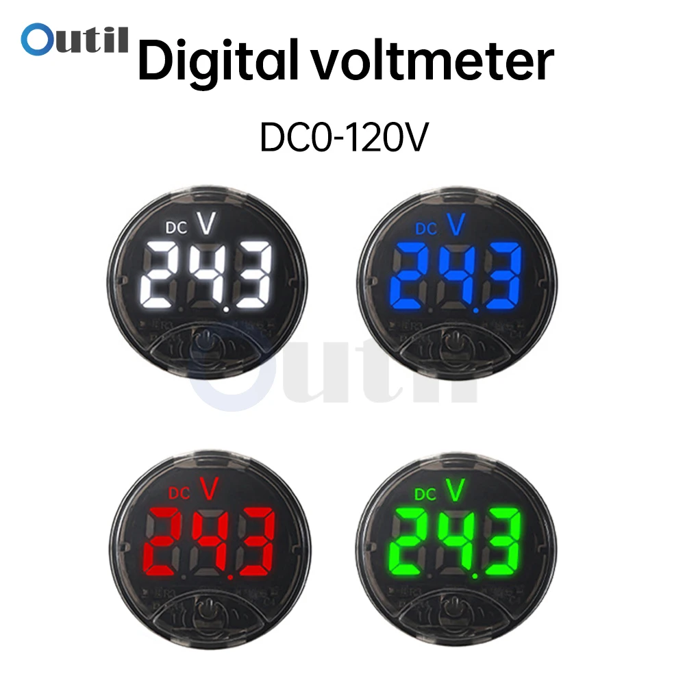 

LED Digital Display Circular Three-wire Voltmeter DC7-120V/0-120V Digital Voltmeter Head Display Reverse Connection Protection