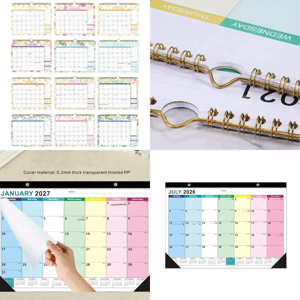 

Twin Wire Binding Wall Calendar Planner July 2026 To December 2027 Monthly Calendar with Holiday Highlight Lined Note Space For
