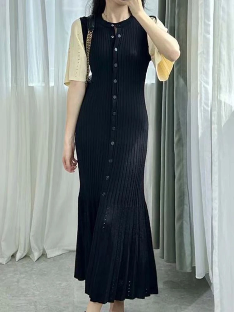 Elegant Design Women Knitting Dresses Classy Chic Luxury Tops Skirt High-end Quality Slimming Fish Tail Femlae Clothing